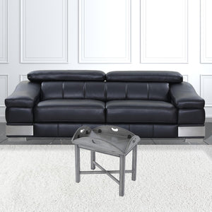 Homeroots 30" Powder Gray Oval Distressed Adjustable Shape Coffee Table   488879