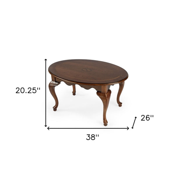 Homeroots 38" Olive Ash Oval Distressed Coffee Table   488880