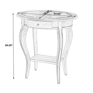 Homeroots 26" Beige Manufactured Wood Oval End Table With Drawer And Shelf   488884