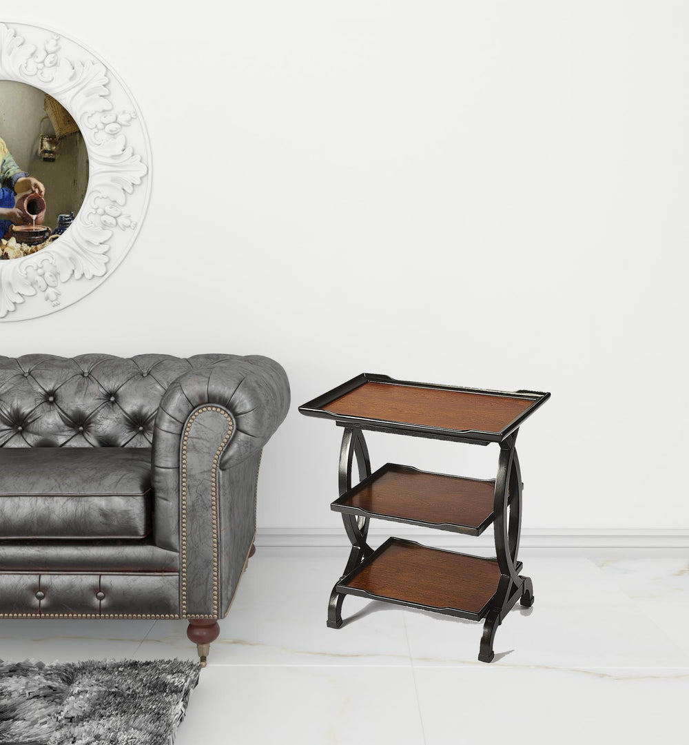 Homeroots 29" Cherry Manufactured Wood Rectangular End Table With Two Shelves   488887