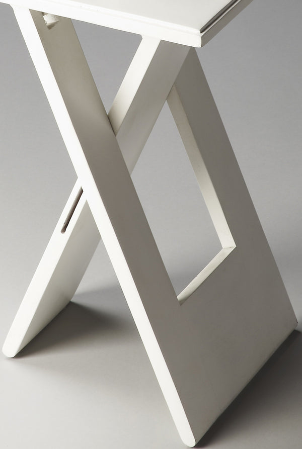 Homeroots 18" White Solid Wood Square Folding End Table   488893