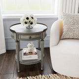 Homeroots 26" Gray Manufactured Wood Round End Table With Drawer And Shelf   488897