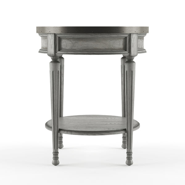 Homeroots 26" Gray Manufactured Wood Round End Table With Drawer And Shelf   488897