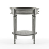 Homeroots 26" Gray Manufactured Wood Round End Table With Drawer And Shelf   488897