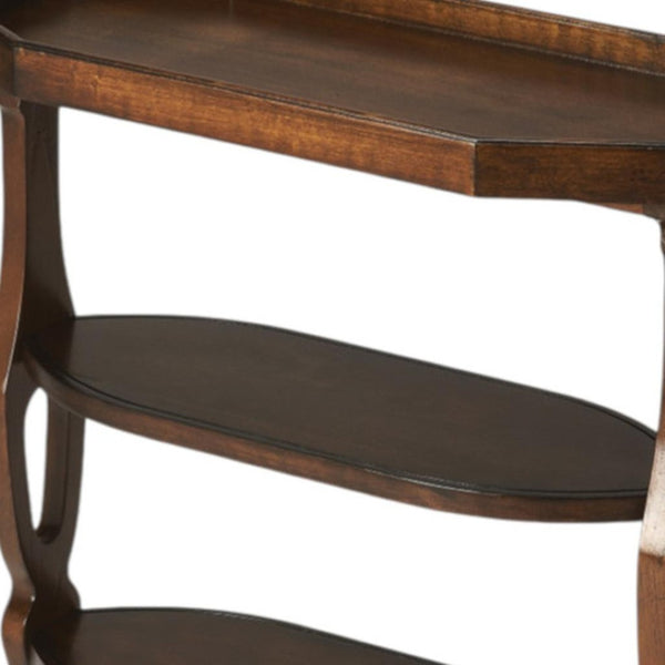 HomeRoots 28" Rustic Dark Brown Octagonal End Table with Two Shelves for Stylish Storage & Display Options 488898