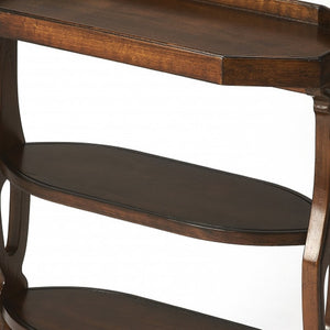 HomeRoots 28" Rustic Dark Brown Octagonal End Table with Two Shelves for Stylish Storage & Display Options 488898