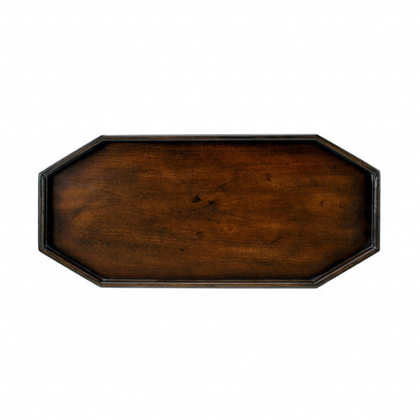 HomeRoots 28" Rustic Dark Brown Octagonal End Table with Two Shelves for Stylish Storage & Display Options 488898