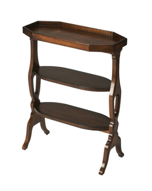 HomeRoots 28" Rustic Dark Brown Octagonal End Table with Two Shelves for Stylish Storage & Display Options 488898