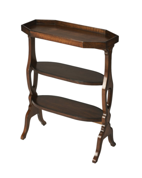 HomeRoots 28" Rustic Dark Brown Octagonal End Table with Two Shelves for Stylish Storage & Display Options 488898