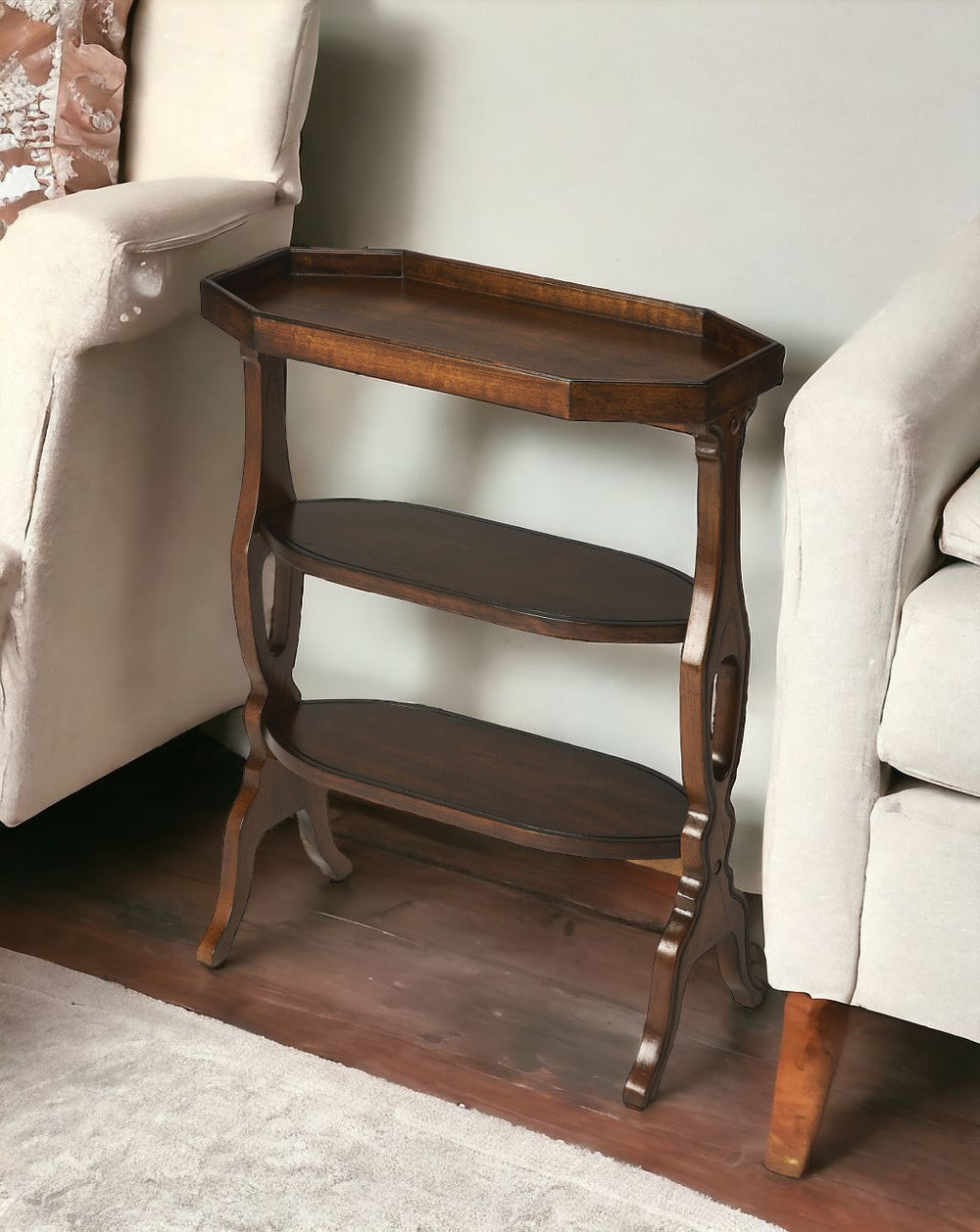 Homeroots 28" Dark Brown End Table With Two Shelves   488898