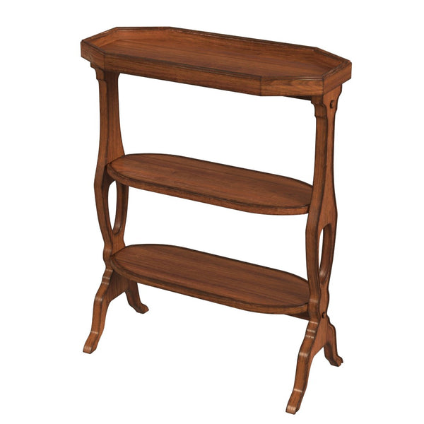 HomeRoots 28" Medium Brown Octagon End Table - Rustic Charm with 2 Shelves for Stylish Storage & Versatility 488899