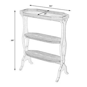 HomeRoots 28" Medium Brown Octagon End Table - Rustic Charm with 2 Shelves for Stylish Storage & Versatility 488899
