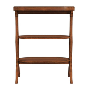 HomeRoots 28" Medium Brown Octagon End Table - Rustic Charm with 2 Shelves for Stylish Storage & Versatility 488899