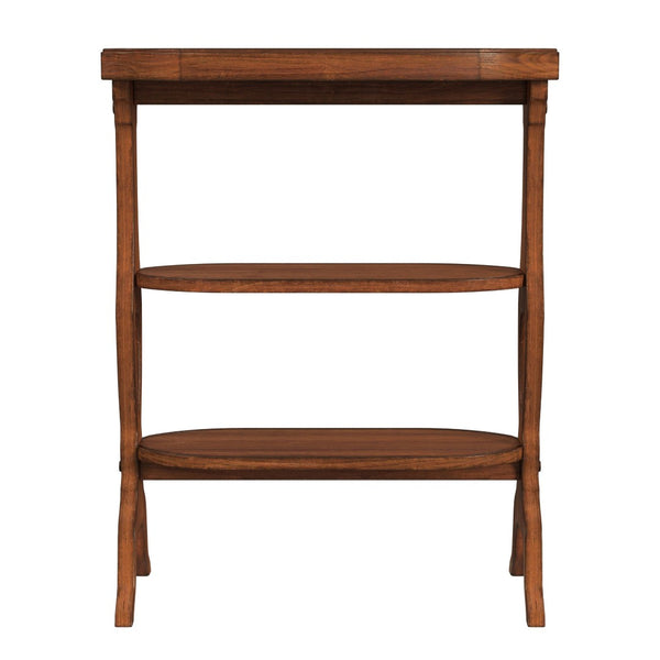 HomeRoots 28" Medium Brown Octagon End Table - Rustic Charm with 2 Shelves for Stylish Storage & Versatility 488899