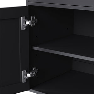 English Elm On-Trend Farmhouse Entertainment Center For Tvs Up To 70" With Adjustable Shelves & Glass Doors N721S000041B