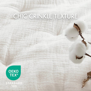 English Elm 3-piece King Cotton Muslin Quilt Set Crinkle Texture Embroidered Farmhouse Bedding B035P408348