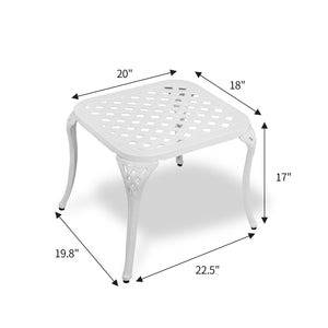 English Elm Outdoor Cast Aluminum Side Table Ornate Openwork Top Weather Resistant White Finish W640P417133