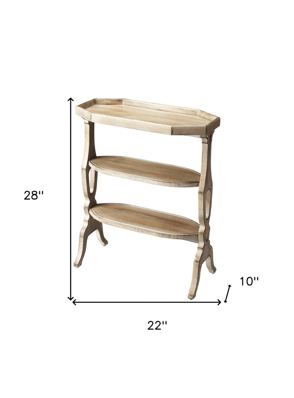 HomeRoots 28" Gray Octagon End Table with Two Shelves - Stylish, Vintage Design for Living Room & Bedroom Use 488900