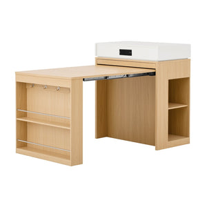 English Elm [video] Trexm Extendable Kitchen Island with Power Outlet Drawers and Rolling Base XW000028AAN