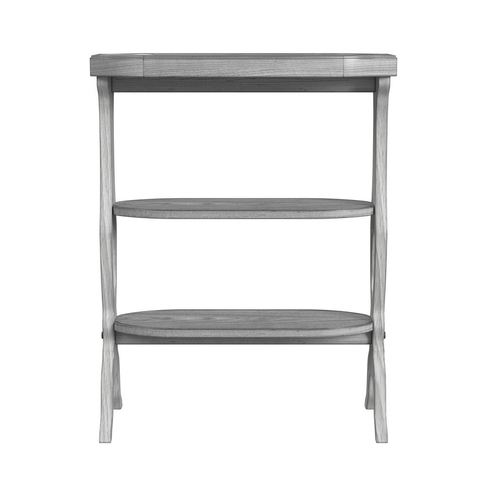 Homeroots 28" Gray Manufactured Wood Octagon End Table With Two Shelves   488901