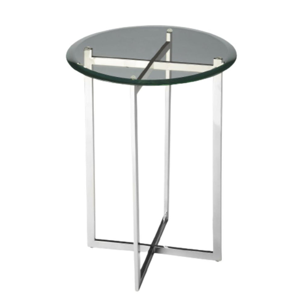 Homeroots 21" Silver Geo Base And Glass Round End Table   488902