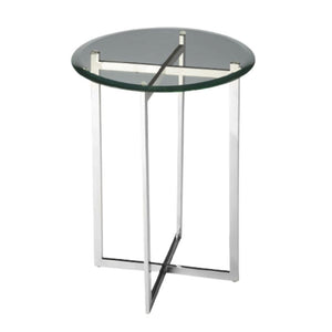 Homeroots 21" Silver Geo Base And Glass Round End Table   488902