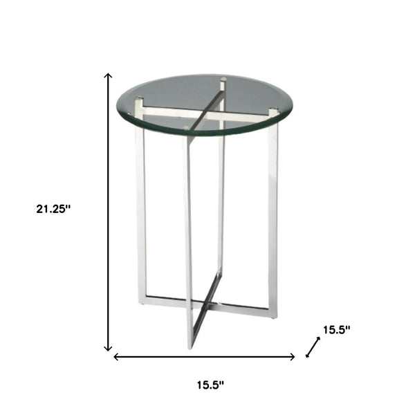 Homeroots 21" Silver Geo Base And Glass Round End Table   488902