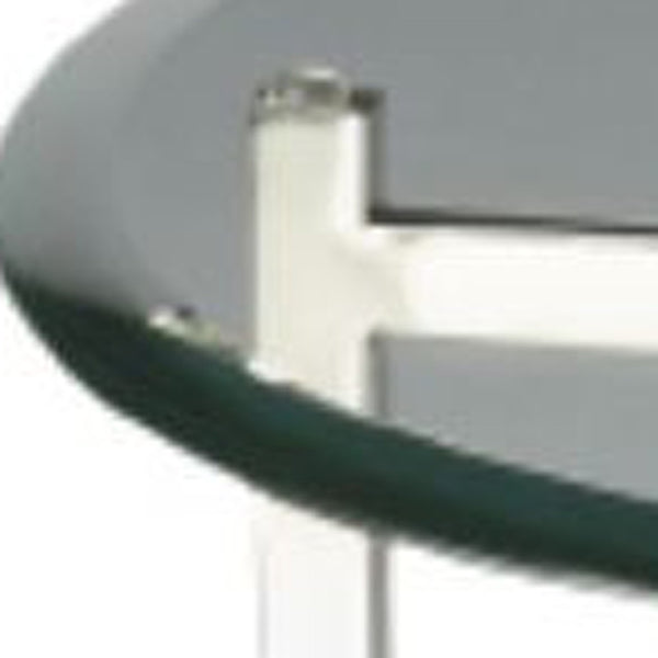 Homeroots 21" Silver Geo Base And Glass Round End Table   488902