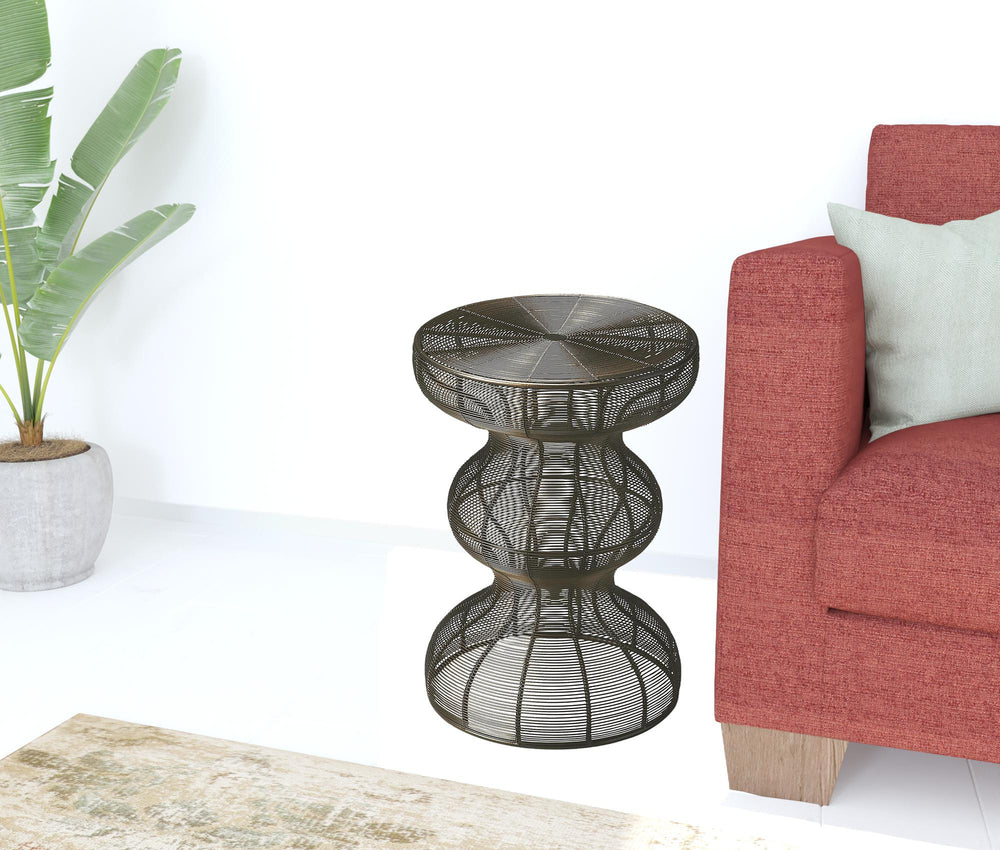 Homeroots 18" Bronze Curvy Iron Round Top End Table   488906