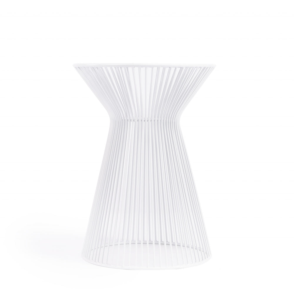 Homeroots 18" White Cinched Iron Round Top End Table   488907