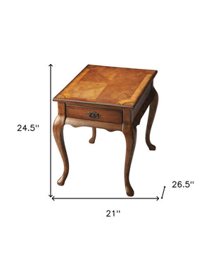 HomeRoots 25" Medium Brown End Table with Drawer - Rustic Charm, Versatile Design, and Durable Wood Construction 488909