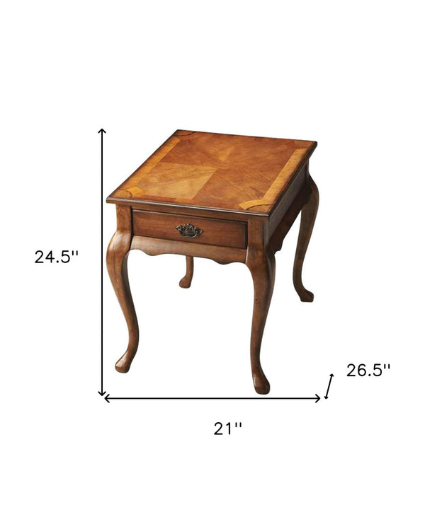 HomeRoots 25" Medium Brown End Table with Drawer - Rustic Charm, Versatile Design, and Durable Wood Construction 488909