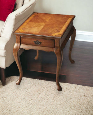 HomeRoots 25" Medium Brown End Table with Drawer - Rustic Charm, Versatile Design, and Durable Wood Construction 488909