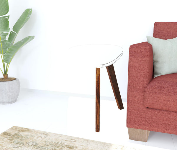 Homeroots 20" White And Natural Wood Triangle End Table   488911