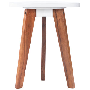 Homeroots 20" White And Natural Wood Triangle End Table   488911