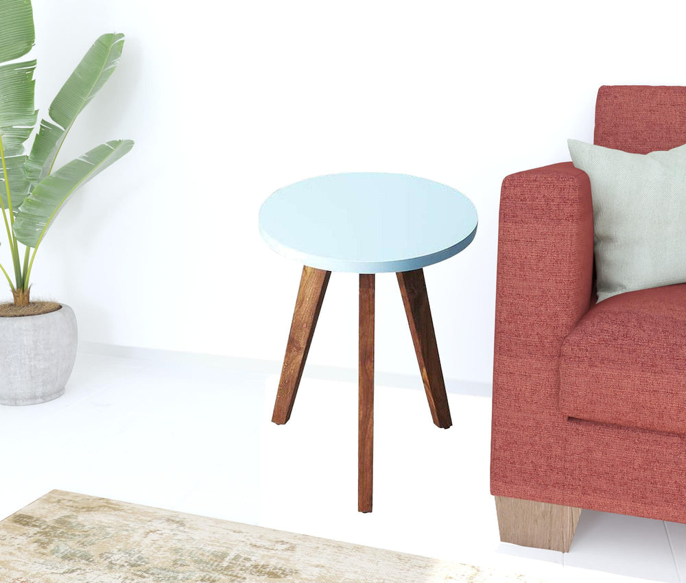 Homeroots 20" Brown And White Manufactured Wood Round End Table   488912