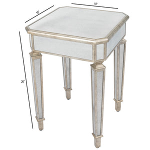 Homeroots 26" Silver Distressed Glass Square End Table   488918