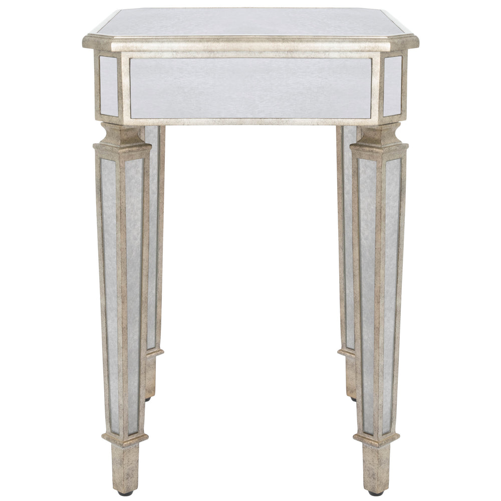 Homeroots 26" Silver Distressed Glass Square End Table   488918