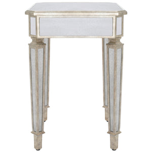 Homeroots 26" Silver Distressed Glass Square End Table   488918