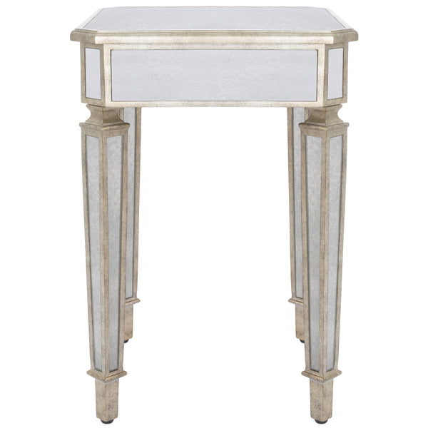 Homeroots 26" Silver Distressed Glass Square End Table   488918