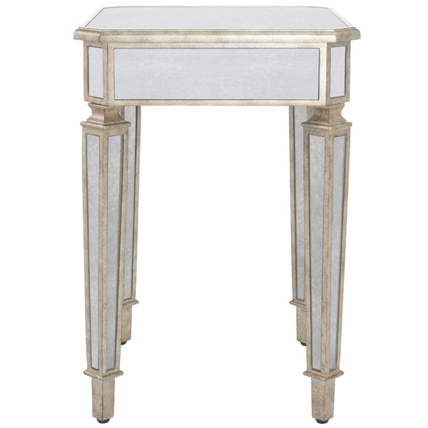 Homeroots 26" Silver Distressed Glass Square End Table   488918