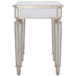 Homeroots 26" Silver Distressed Glass Square End Table   488918