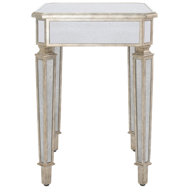 Homeroots 26" Silver Distressed Glass Square End Table   488918