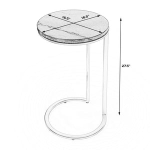 HomeRoots 28" Black Marble Round End Table - Elegant Accent for Living Room, Entryway, or Bedroom Décor 488921