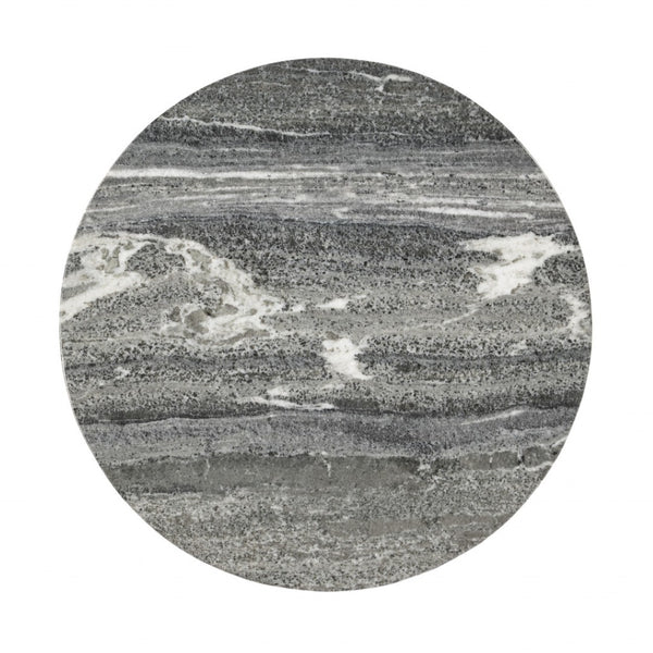 HomeRoots 23" Vintage Brass & Gray Marble Round End Table - Elegant Accent for Living Room, Bedroom & Entryway 488930