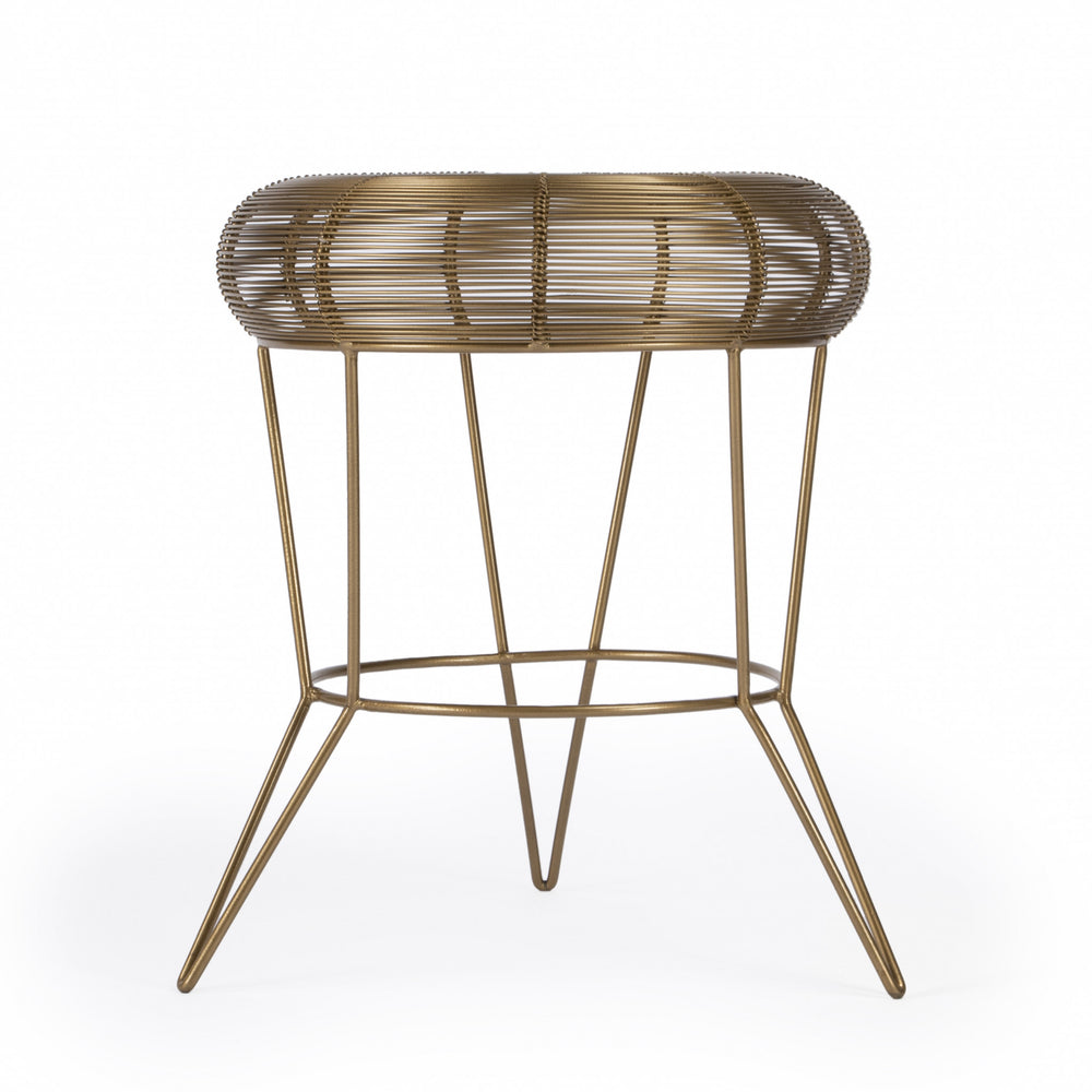 Homeroots 18" Antique Gold Iron Round End Table   488933