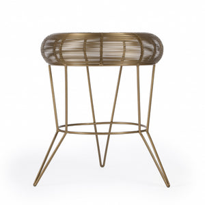 Homeroots 18" Antique Gold Iron Round End Table   488933