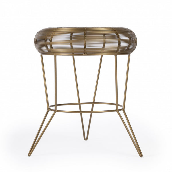 Homeroots 18" Antique Gold Iron Round End Table   488933