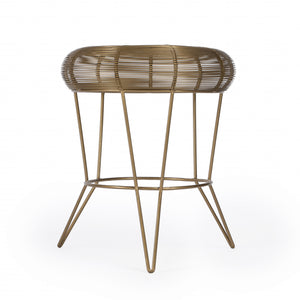 Homeroots 18" Antique Gold Iron Round End Table   488933