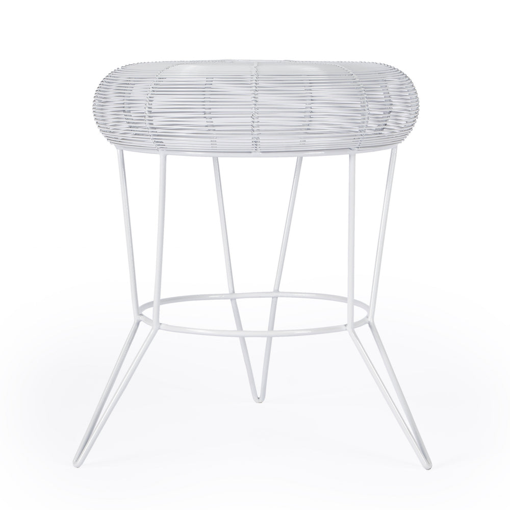 Homeroots 18" White Wire Round Top End Table   488934